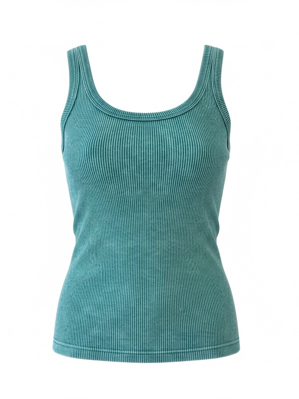 Zenana Outfitters Teal Ribbed Scoop Tank L/XL. NIB